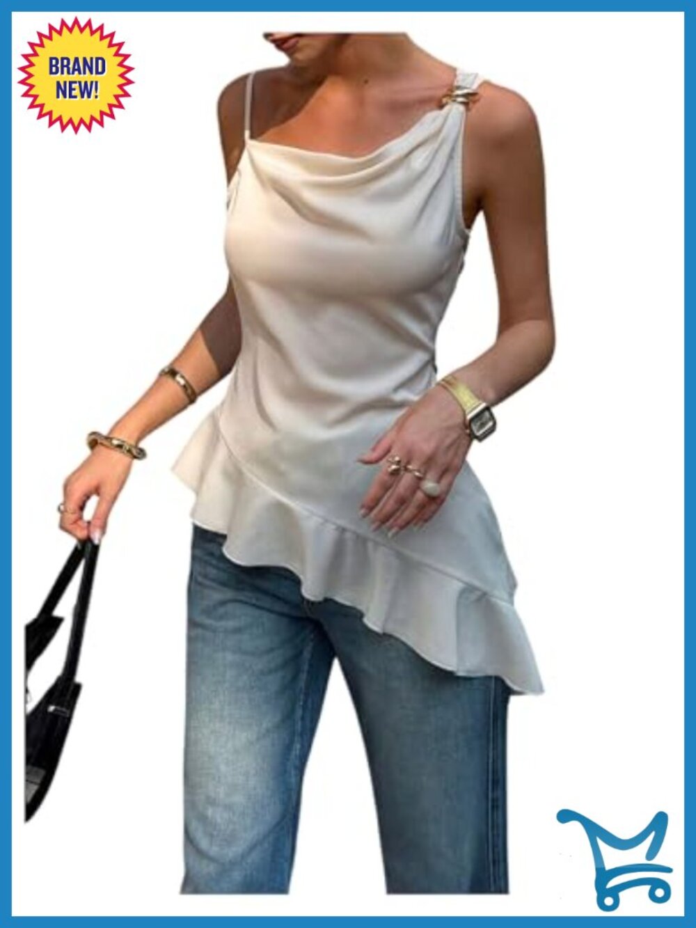 SweatyRocks Womens Asymmetrical Cowl Neck Sleeveless Blouse Top